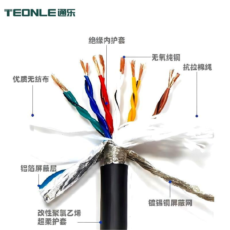 高柔性屏蔽拖鏈TRVVSP4 6 8 芯0.2平方雙絞屏蔽高柔編碼器線(xiàn)